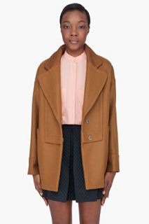 See by Chloé Tan Belted Oversized Drop Shoulder Coat for women