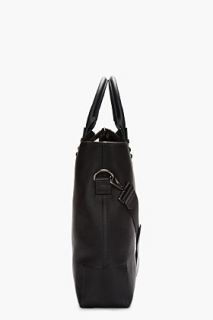 Lanvin Black Leather Sartorial Zippered Tote Bag for men