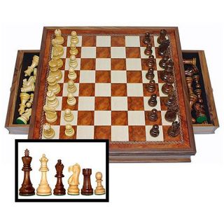 Camphor Wood 19 inch Chess Set with Drawers (India)