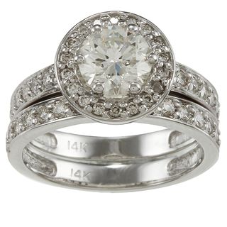 14k White Gold 2 1/4ct TDW Certified Diamond Bridal Ring Set (H I, SI1
