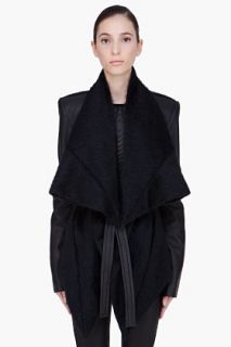 Gareth Pugh Black Mohair Alpaca Leather Jacket for women