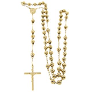 Eternally Haute Goldtone Stainless Steel Rosary 8 mm Bead Necklace