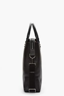 Lanvin Black Leather Sartorial Zippered Tote Bag for men