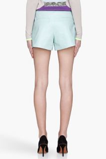 Proenza Schouler Seafoam Green Pleated Leather Shorts for women