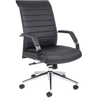 Boss Black Ribbed High back Chrome base Adjustable Executive Chair