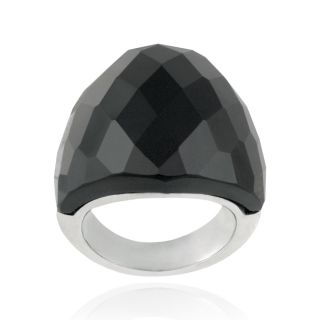 Glitzy Rocks Stainless Steel Bold Faceted Onyx Ring Today $15.99 5.0