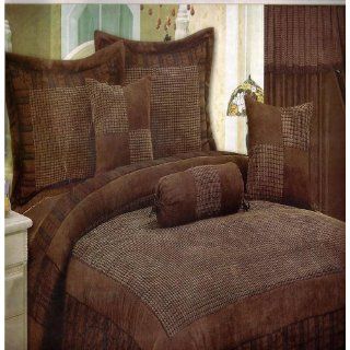 New Grandeur Micro Suede Coffee Brown King Comforter Bed