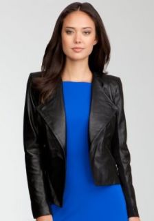 bebe Asymmetric Leather Jacket Total Outerwear Blk l