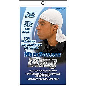 WAVE BUILDER Du Rag with Long Tie WHITE (Model: 192 AW): Beauty