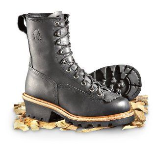 Mens Chippewa 8 Logger Work Boots BLACK 12 M Shoes