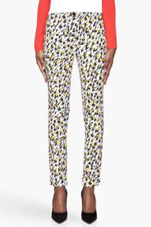 Mugler White Leopard Print Applique Trousers for women