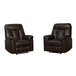 ProLounger Wall Hugger Coffee Brown Renu Leather Recliners (Set of 2