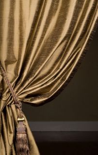 Signature Taupe/Gold 120 inch Textured Silk Curtain Panel