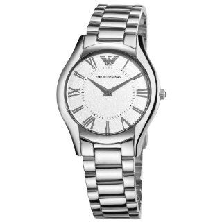 Emporio Armani Womens AR2056 Slim Silver Dial Watch Watches 