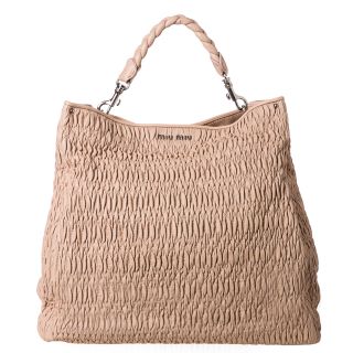 Miu Miu Cloquet Nappa Leather Ruched Tote Bag Today $1,699.99
