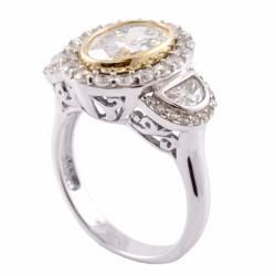 Michael Valitutti Signity 14k Gold and Silver Cubic Zirconia Ring