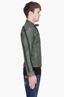 Diesel Green Leather Liris Jacket for men