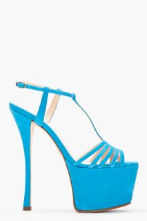 Giuseppe Zanotti Sky Blue Suede Platform Sasha Heels for women