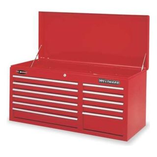 Westward 4FB51 Tool Chest, 11 Drawer, Red, 40 1/2 In