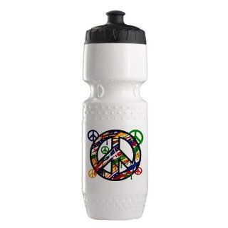 Trek Water Bottle White Blk Peace Symbol Sign Dripping