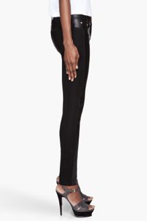 Versace Black Leather Legging Jeans for women