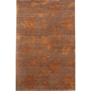 Hand knotted Floral Dark Brown Wool/ Art silk Rug (36 x 56) Was $