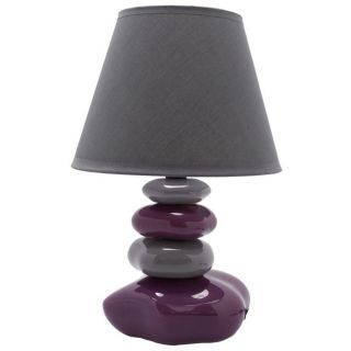 LAMPE GALETS GRIS & VIOLET ABAT JOUR GRIS   lampe galet violet et gris
