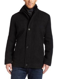 Haggar Mens Bib Front 3/4 Wool Coat, Charcoal, XX Large