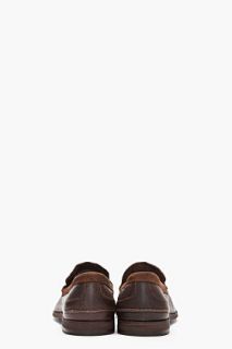 Diesel Dark Brown Leather On Chrom Loafers for men