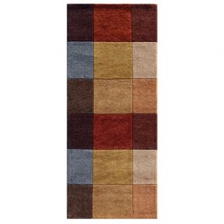 Hand knotted Geometric Brick Red Wool Rug (26 x 9) Was $284.99 Sale