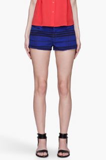 See by Chloé Royal Blue Plaid Mini Jean Short for women