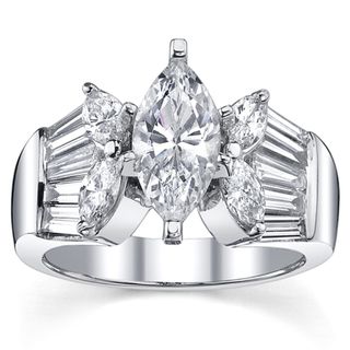 18k White Gold 2 1/2ct TDW Certified Diamond Engagement Ring
