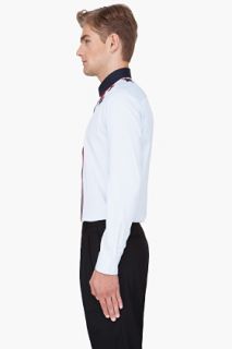 Givenchy Pale Blue Embroidered Neck Shirt for men