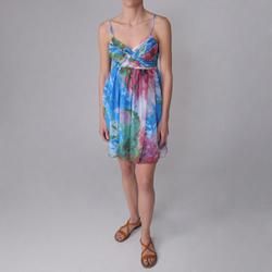 Journee Collection Womens Tropical Floral Print V neck Dress