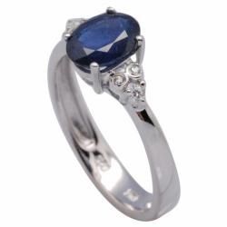 De Buman 18k Gold and Silver Sapphire and Cubic Zirconia Ring