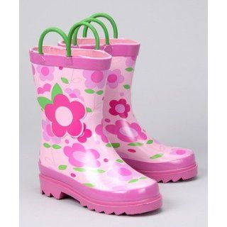 Little Girls Pink Flower Rain Boots Sizes 7/8, 9/10 and 11/12