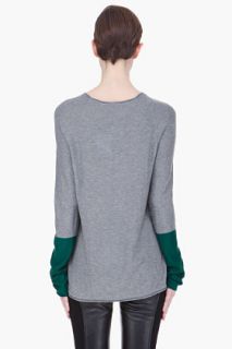 T By Alexander Wang Grey And Green Color Block Pullover for women