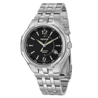 Seiko Mens Stainless Steel Kinetic Power Reserve Watch Today $175.00