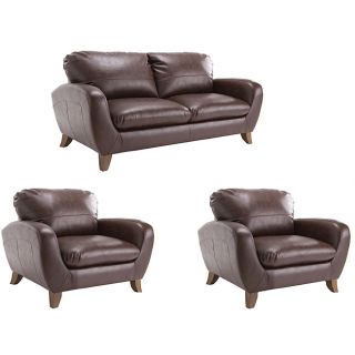 Ventura Premium Brown Leather Sofa and Two Leather Chairs