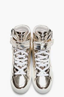 Pierre Hardy Metallic Silver Patent Leather 112 Sneakers for men