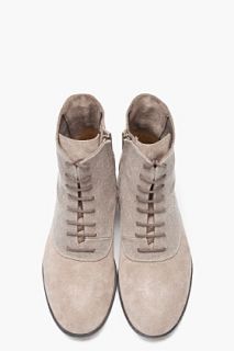 Maison Martin Margiela Grey Canvas And Suede Oxford Boots for men