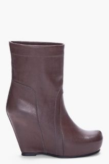 Rick Owens Slate Leather Wedge Boots for women