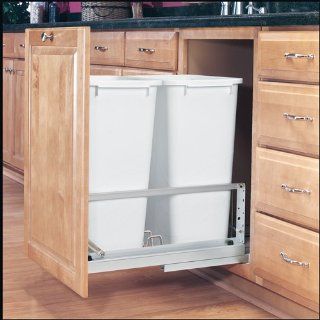 Rev A Shelf 50Qt Double Pull Out Waste Bin White Home