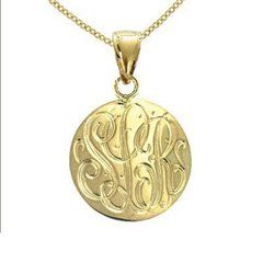 Small Monogram Initial Disc Pendant in Sterling Silver