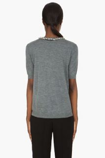 Marni Grey Crystal studded Collar Cashmere Sweater for women