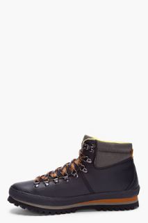Diesel Black Leather Quebec Boots for men