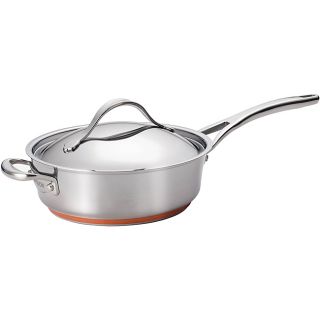 Anolon Nouvelle Copper Stainless Steel 3 quart Covered Saute Pan See