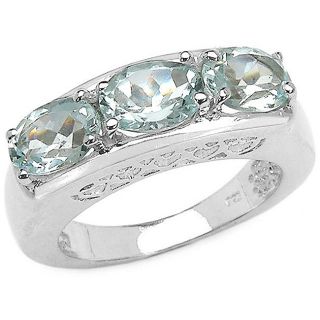 silver oval cut aquamarine 3 stone ring msrp $ 139 99 sale $ 57 59 off