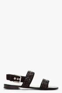 Giuseppe Zanotti Black Suede Crystal Studded Zak 10 Sandals for men