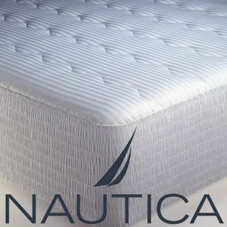 Nautica 300 Thread Count Cotton Sateen Stripe Mattress Pad